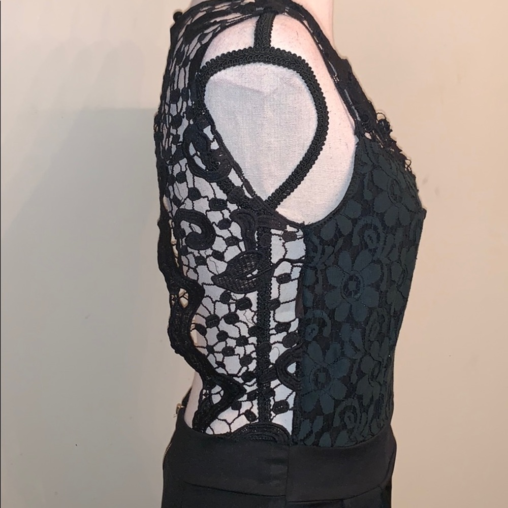 Black Stretch Lace Front Lined Backless Romper - Picture 6 of 8